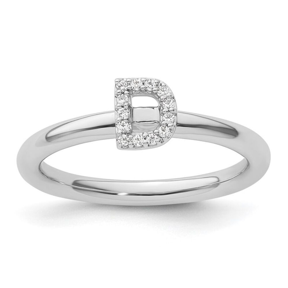Kazi Luxury 14k White Gold Stackable Diamond Init… - image 1
